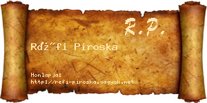 Réfi Piroska névjegykártya